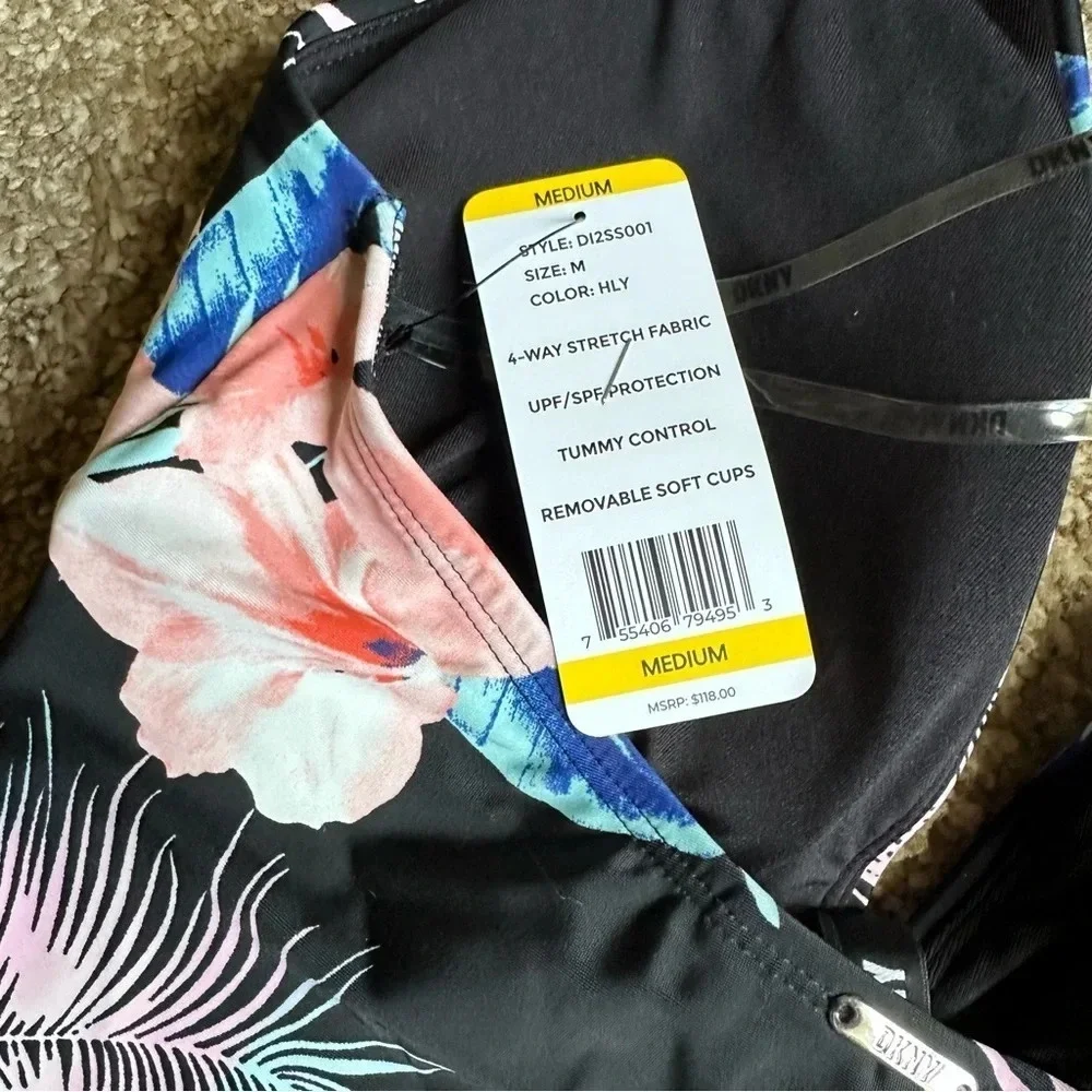 DKNY Women's One Piece Tummy Control Halter Neckline Swimsuit Sz‎ Medium - Picture 3 of 9